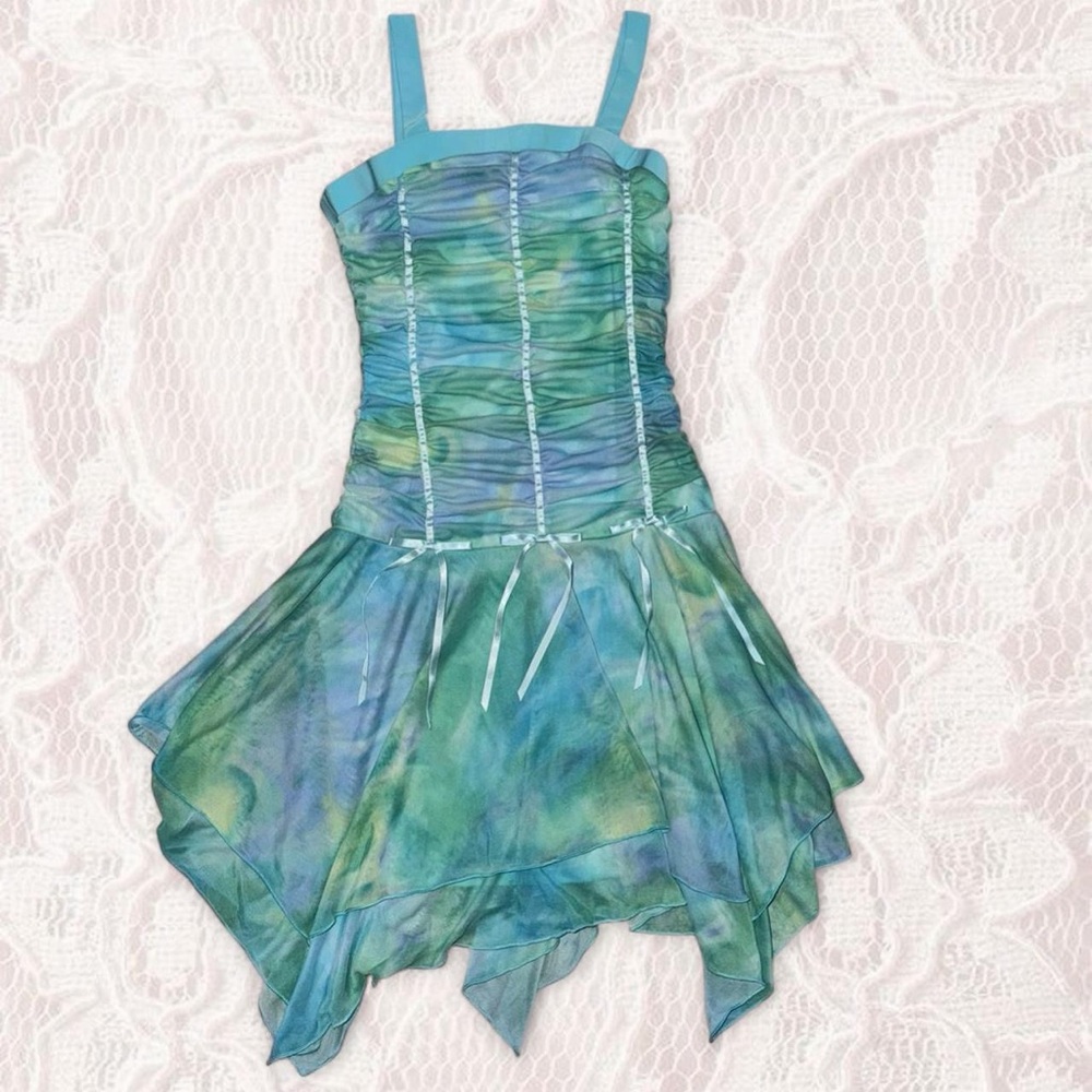 Amy Byer Blue Green Fairy Dress  with Spaghetti Straps